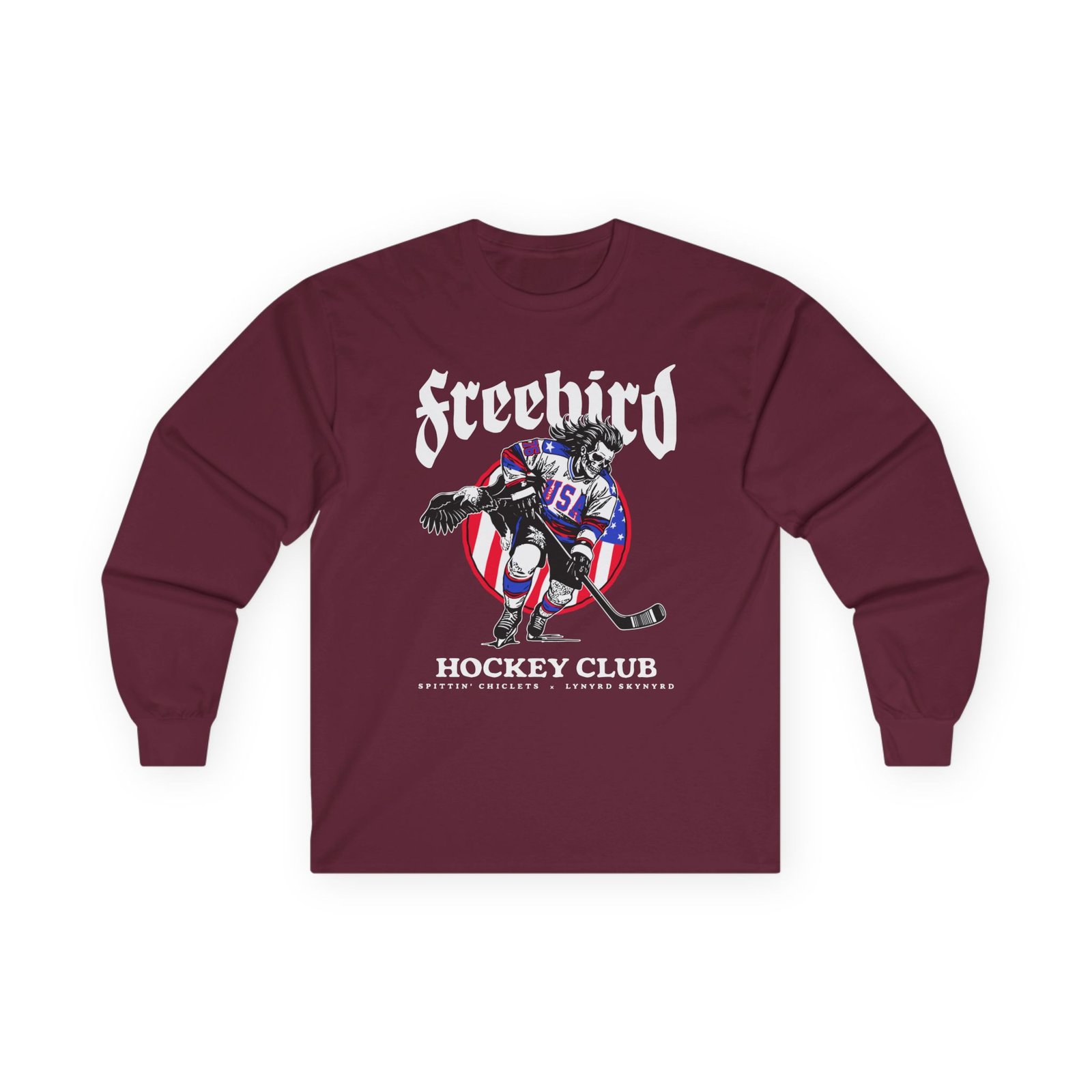 Lynyrd Skynyrd X Spittin Chiclets Freebird Hockey Club Unisex Ultra Cotton Long Sleeve Tee