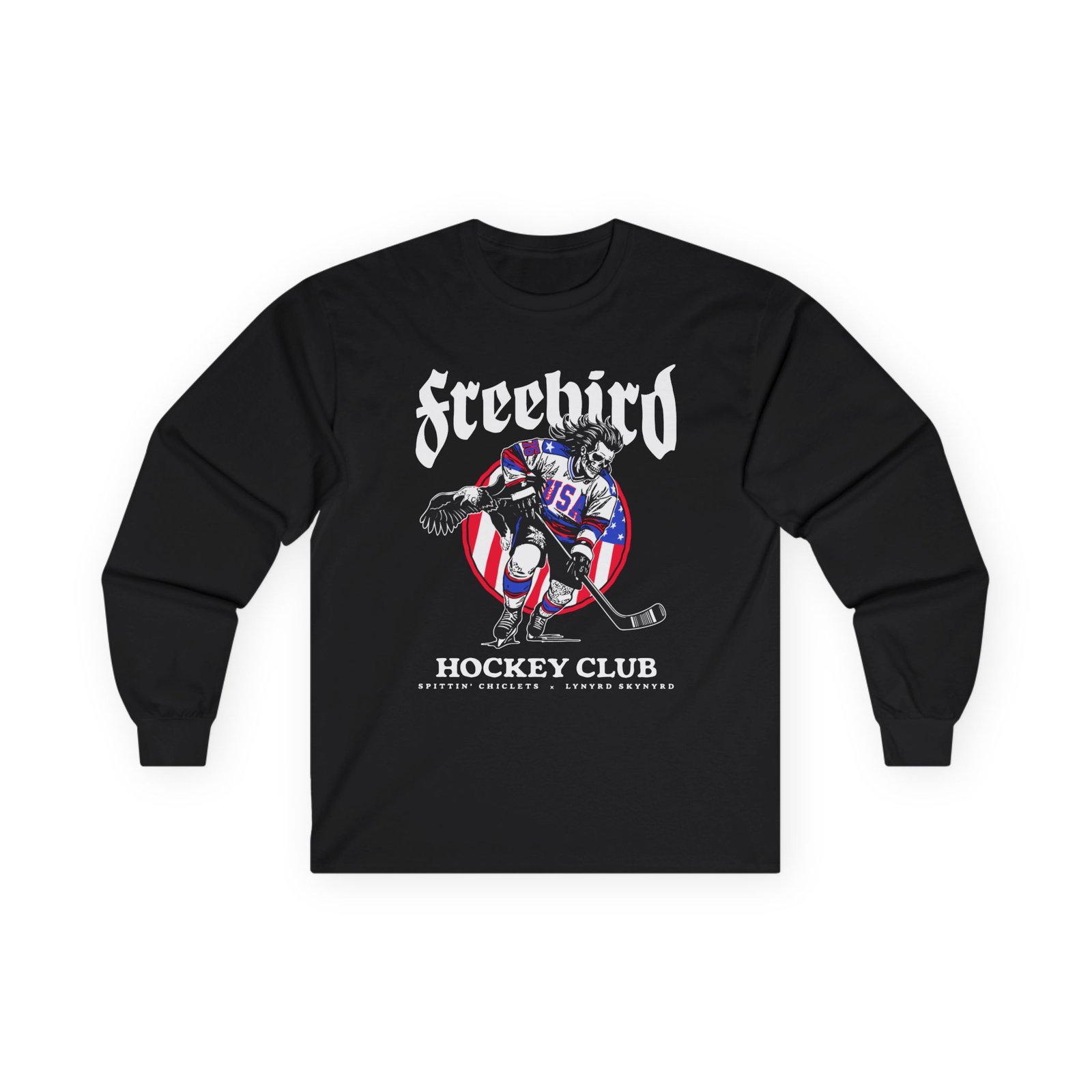 Lynyrd Skynyrd X Spittin Chiclets Freebird Hockey Club Unisex Ultra Cotton Long Sleeve Tee