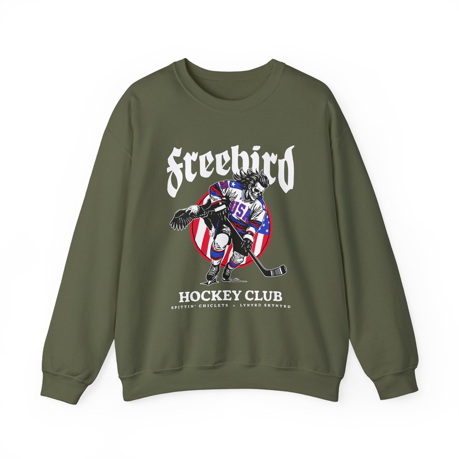Lynyrd Skynyrd X Spittin Chiclets Freebird Hockey Club Unisex Heavy Blend™ Crewneck Sweatshirt