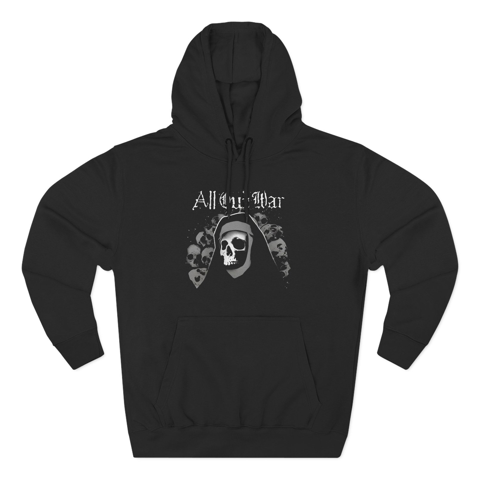 All Out War Nun Skull Three-Panel Fleece Hoodie