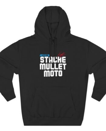 Aaron Plessinger Stache Mullet Moto Three-Panel Fleece Hoodie