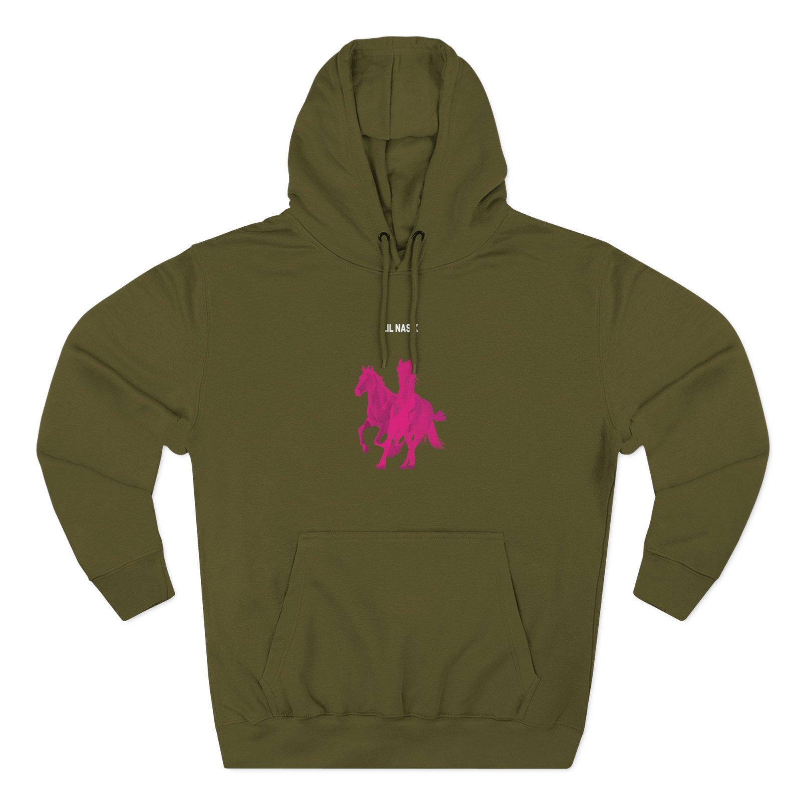 Lil Nas X Pink Horses Three-Panel Fleece Hoodie