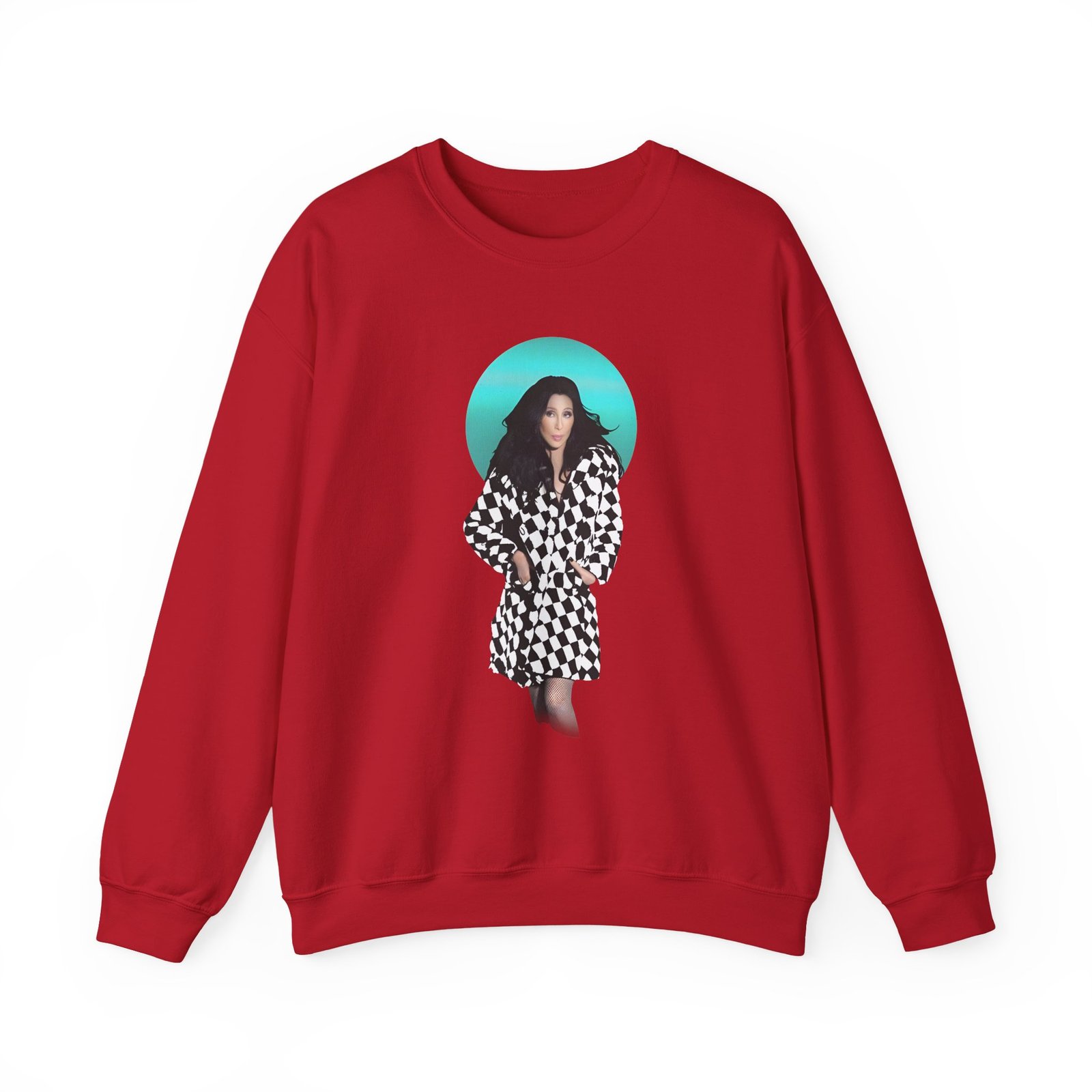 Cher Checkered Trench Coat Photo Unisex Heavy Blend™ Crewneck Sweatshirt