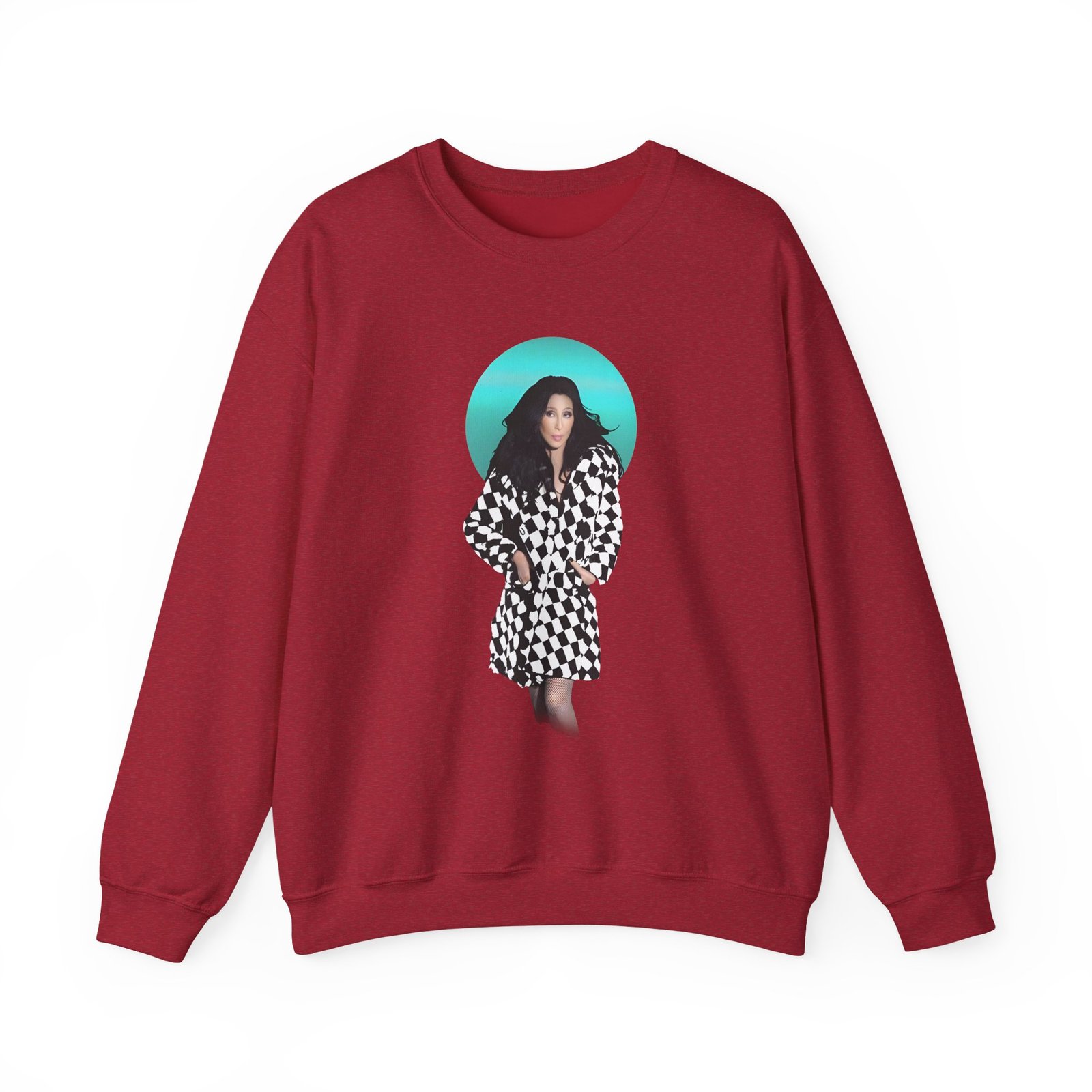 Cher Checkered Trench Coat Photo Unisex Heavy Blend™ Crewneck Sweatshirt