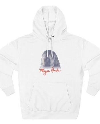 Maya Hawke Face White Mist Three-Panel Fleece Hoodie