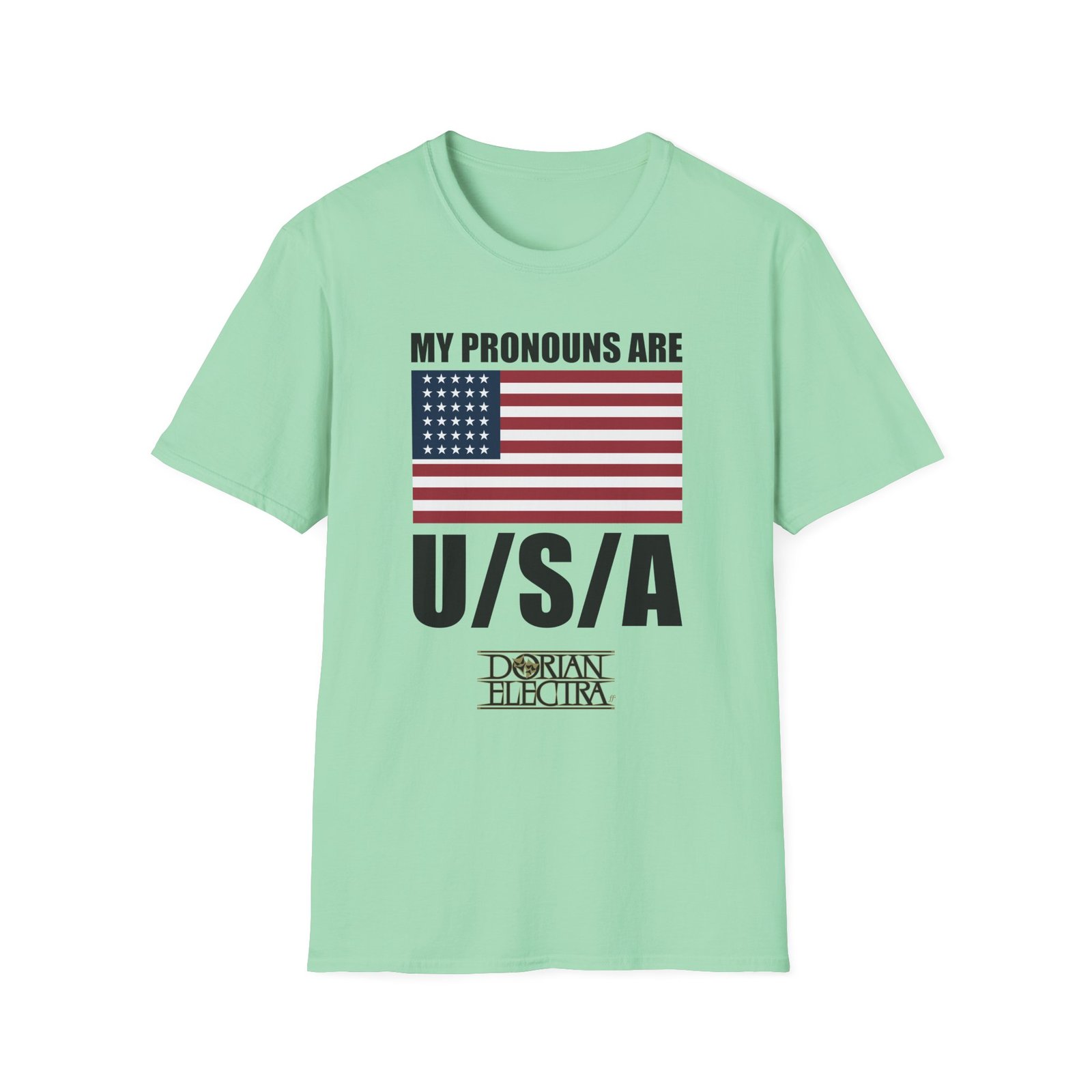 Dorian Electra My Pronouns Are Usa Unisex Softstyle T-Shirt