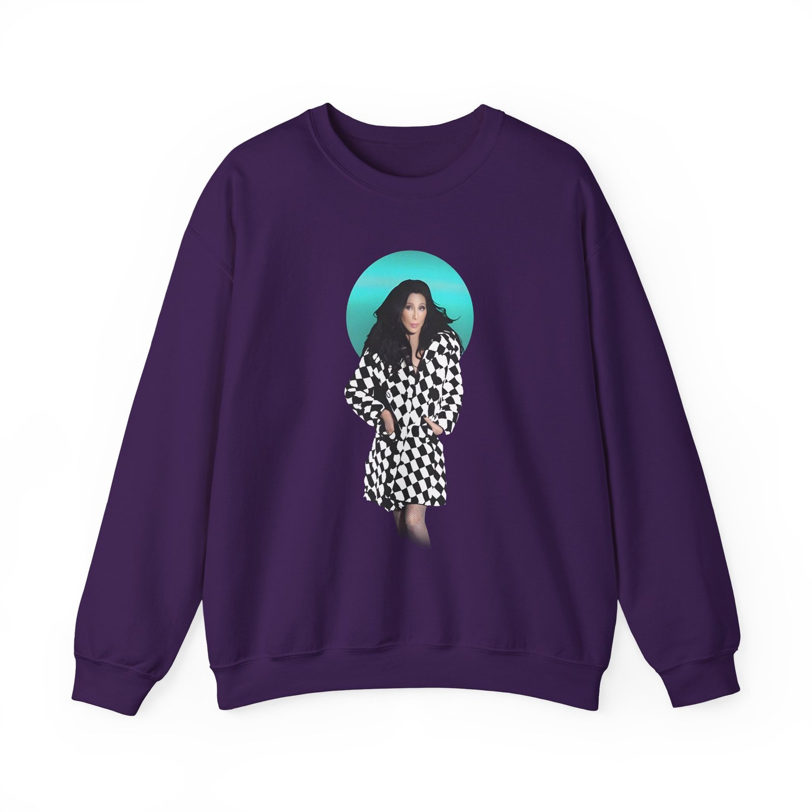 Cher Checkered Trench Coat Photo Unisex Heavy Blend™ Crewneck Sweatshirt