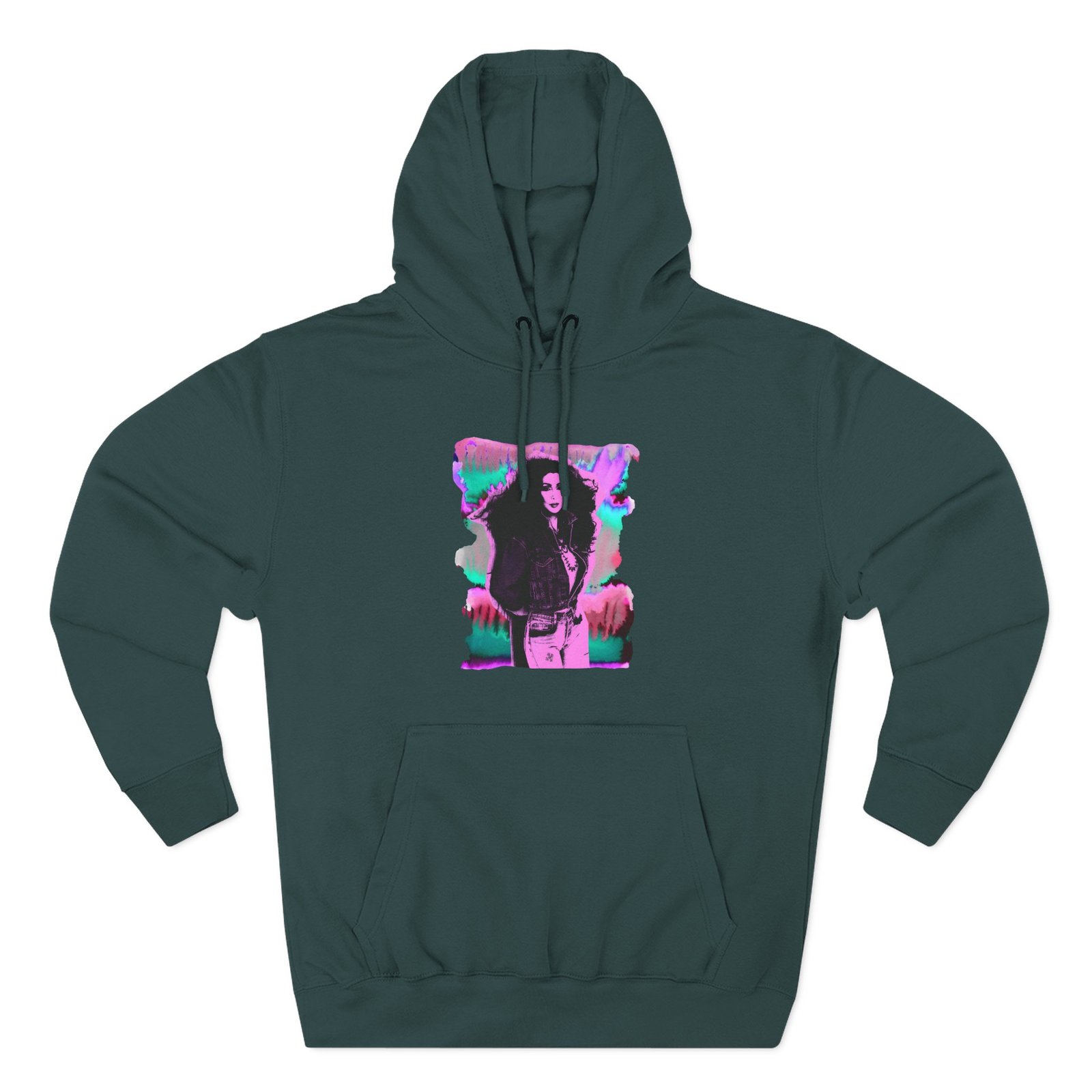 Cher Psychedelic Distressed Three-Panel Fleece Hoodie
