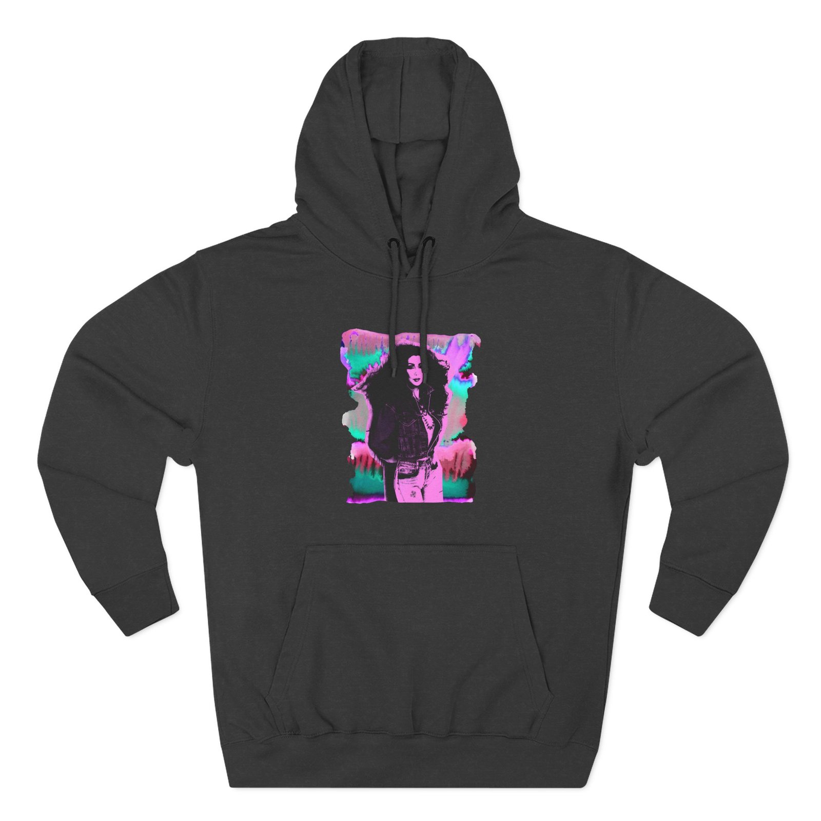 Cher Psychedelic Distressed Three-Panel Fleece Hoodie