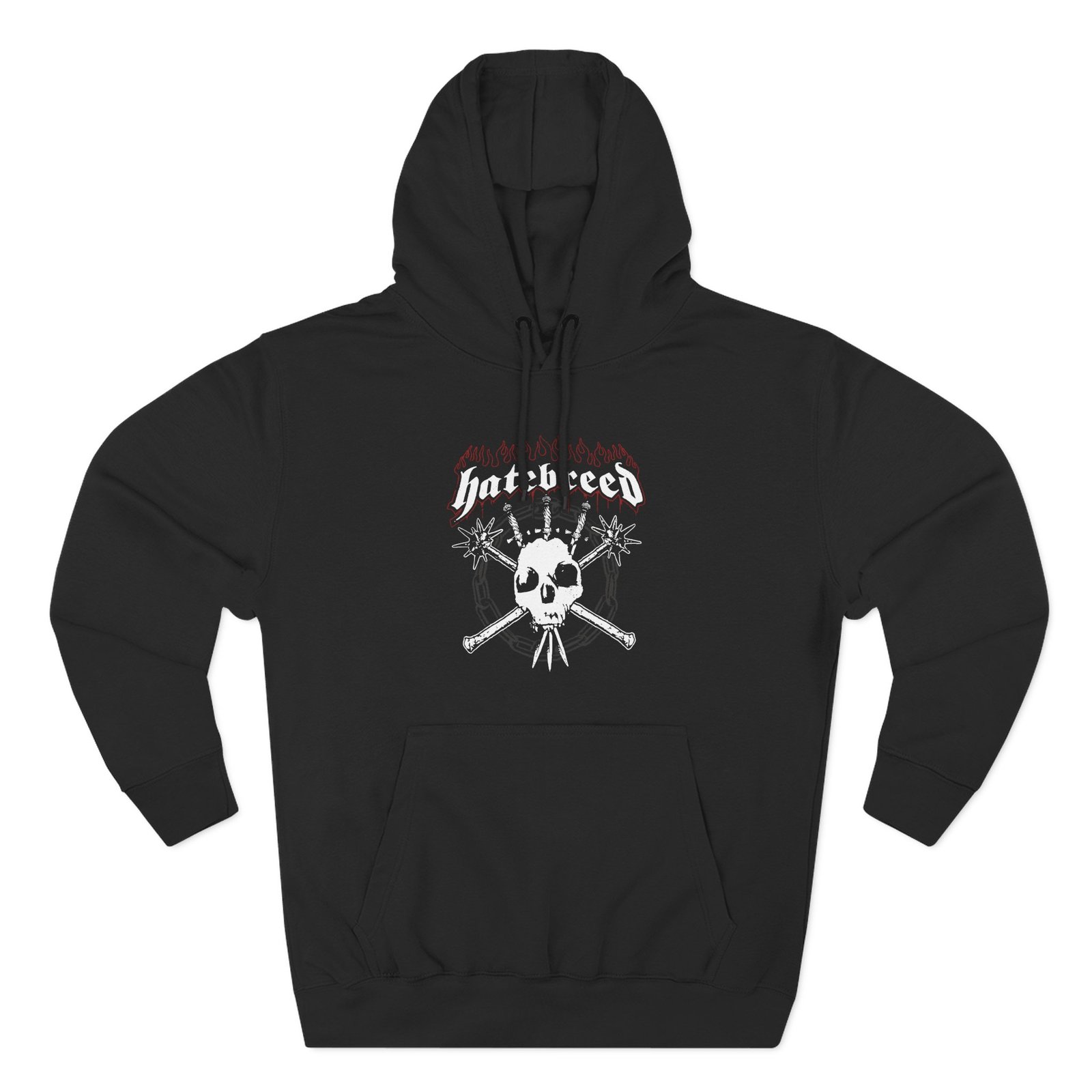 Hatebreed Flames & Skull Logo Three-Panel Fleece Hoodie