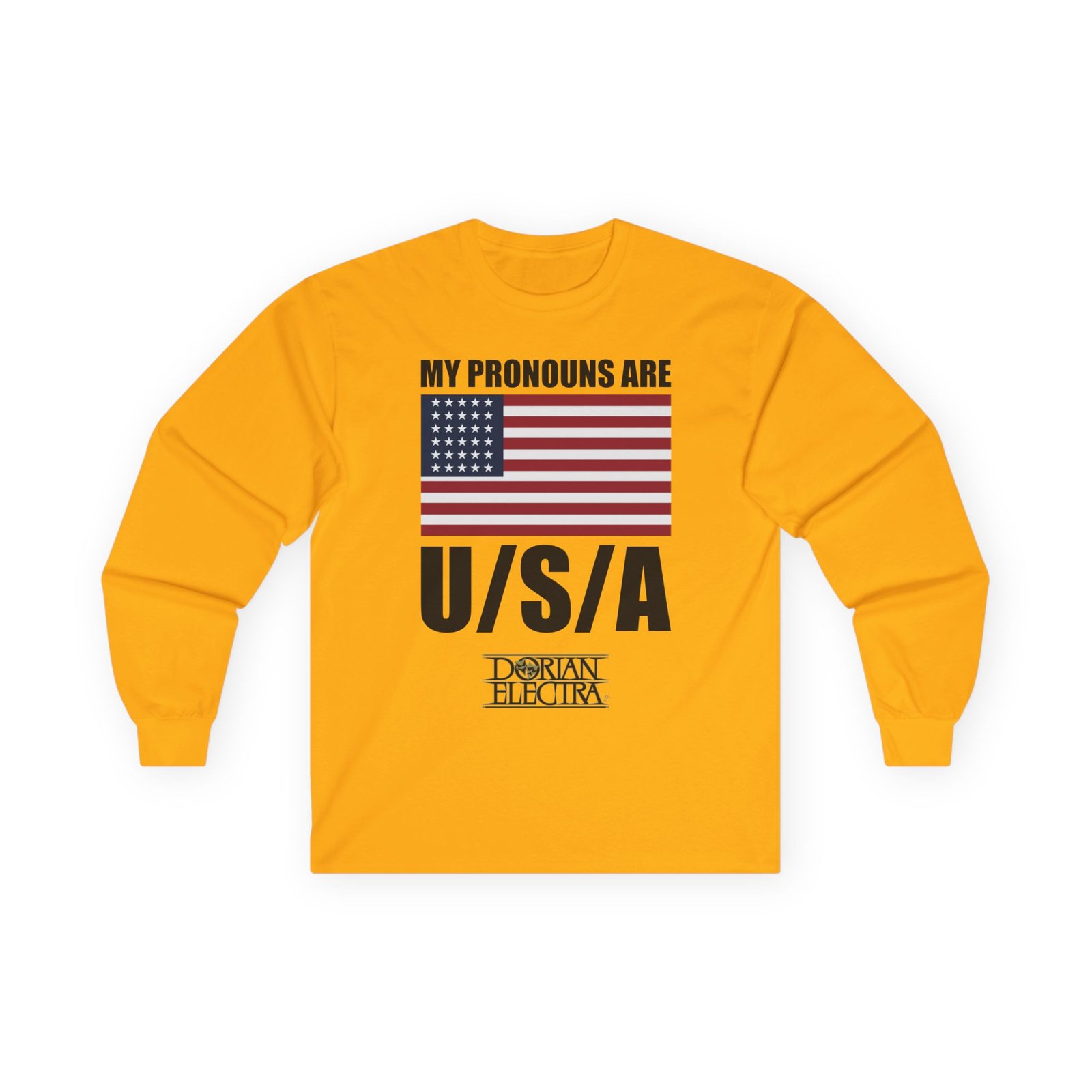 Dorian Electra My Pronouns Are Usa Unisex Ultra Cotton Long Sleeve Tee