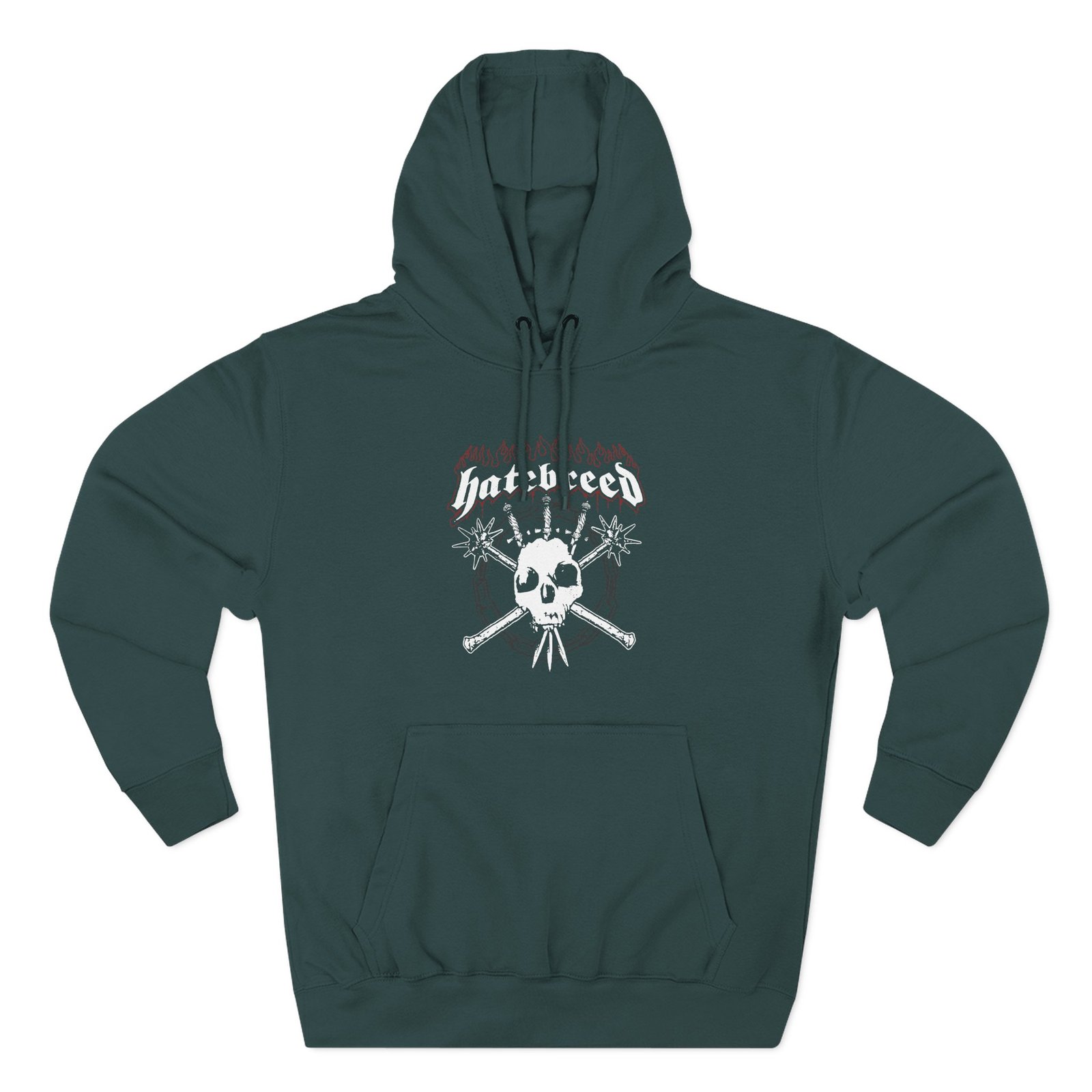 Hatebreed Flames & Skull Logo Three-Panel Fleece Hoodie