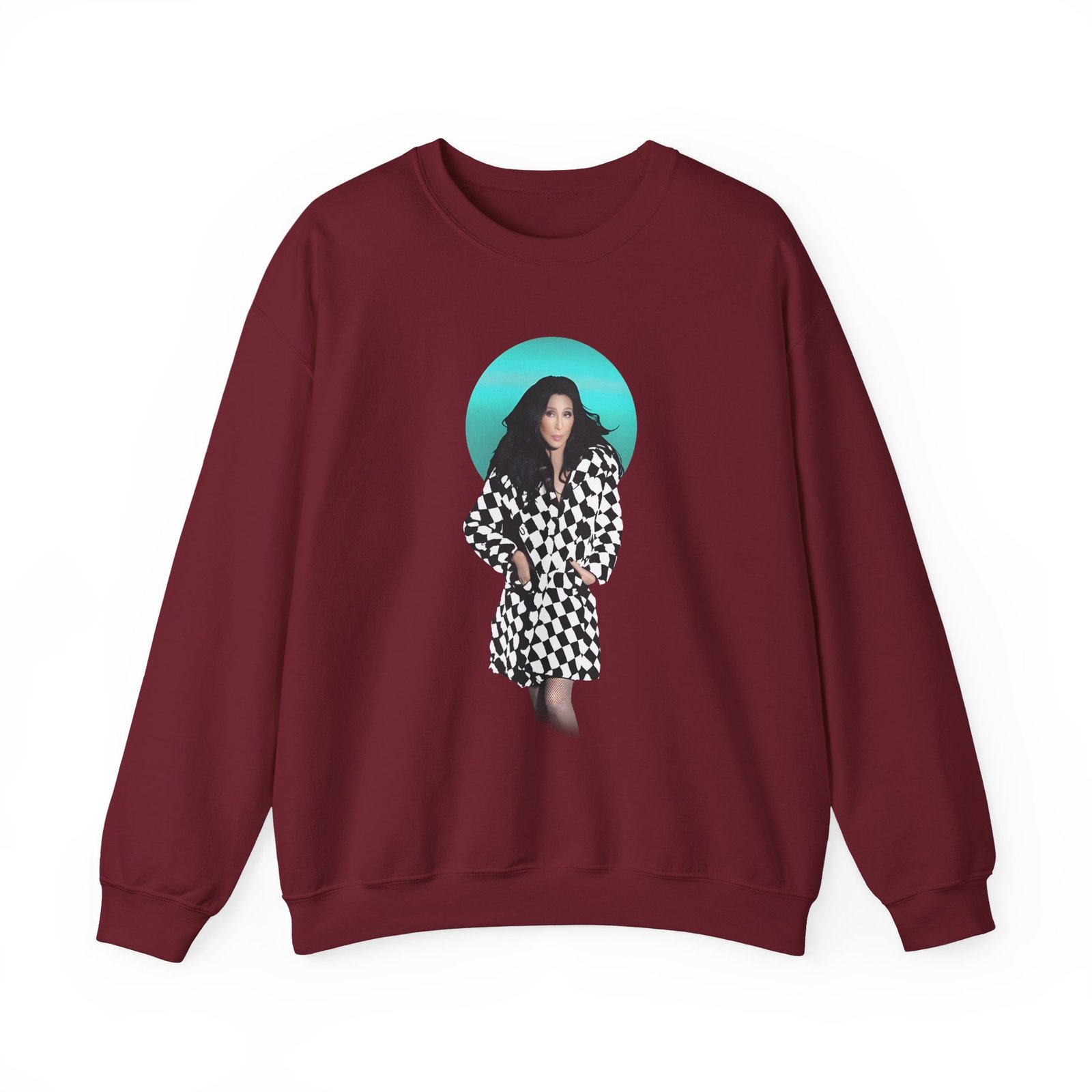 Cher Checkered Trench Coat Photo Unisex Heavy Blend™ Crewneck Sweatshirt