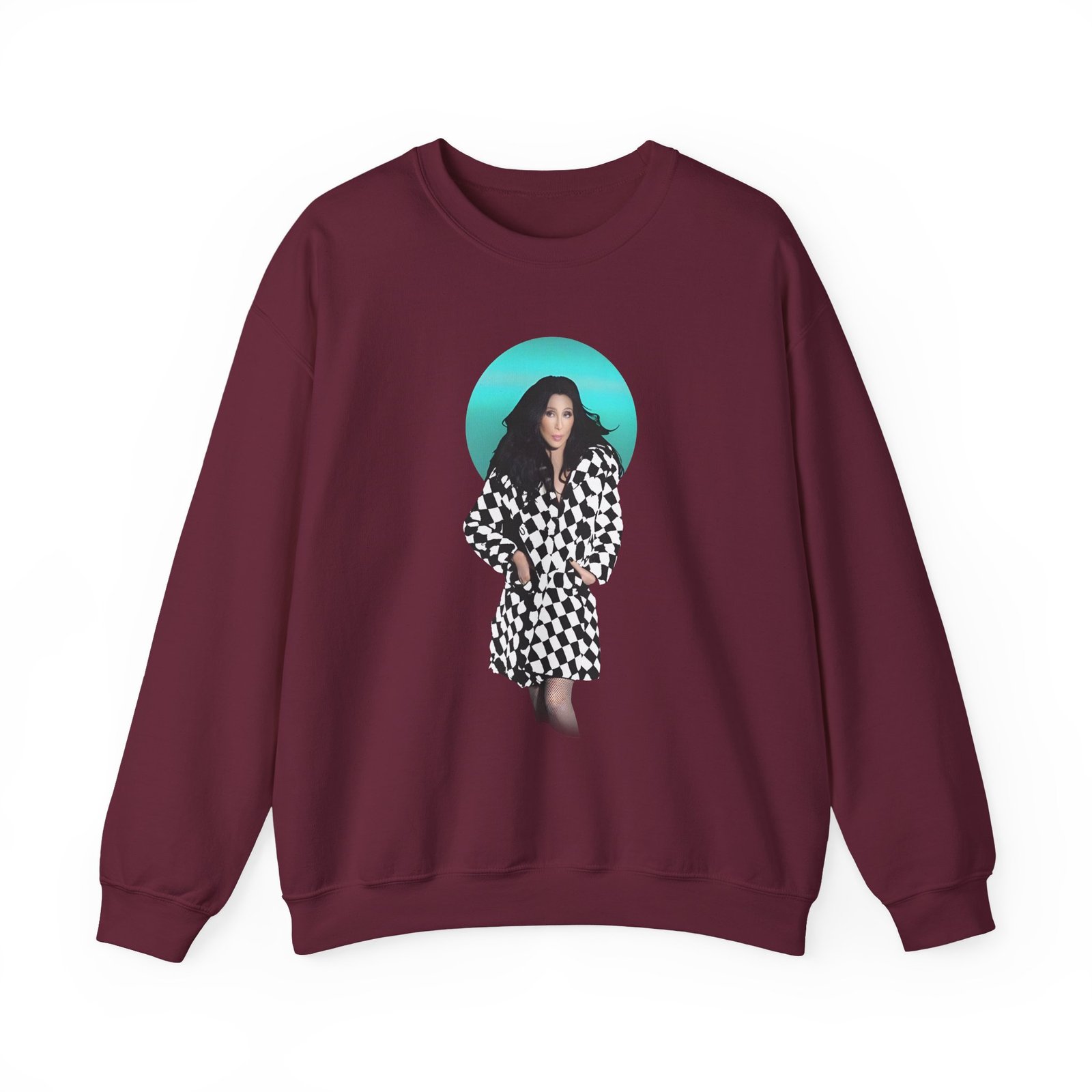 Cher Checkered Trench Coat Photo Unisex Heavy Blend™ Crewneck Sweatshirt