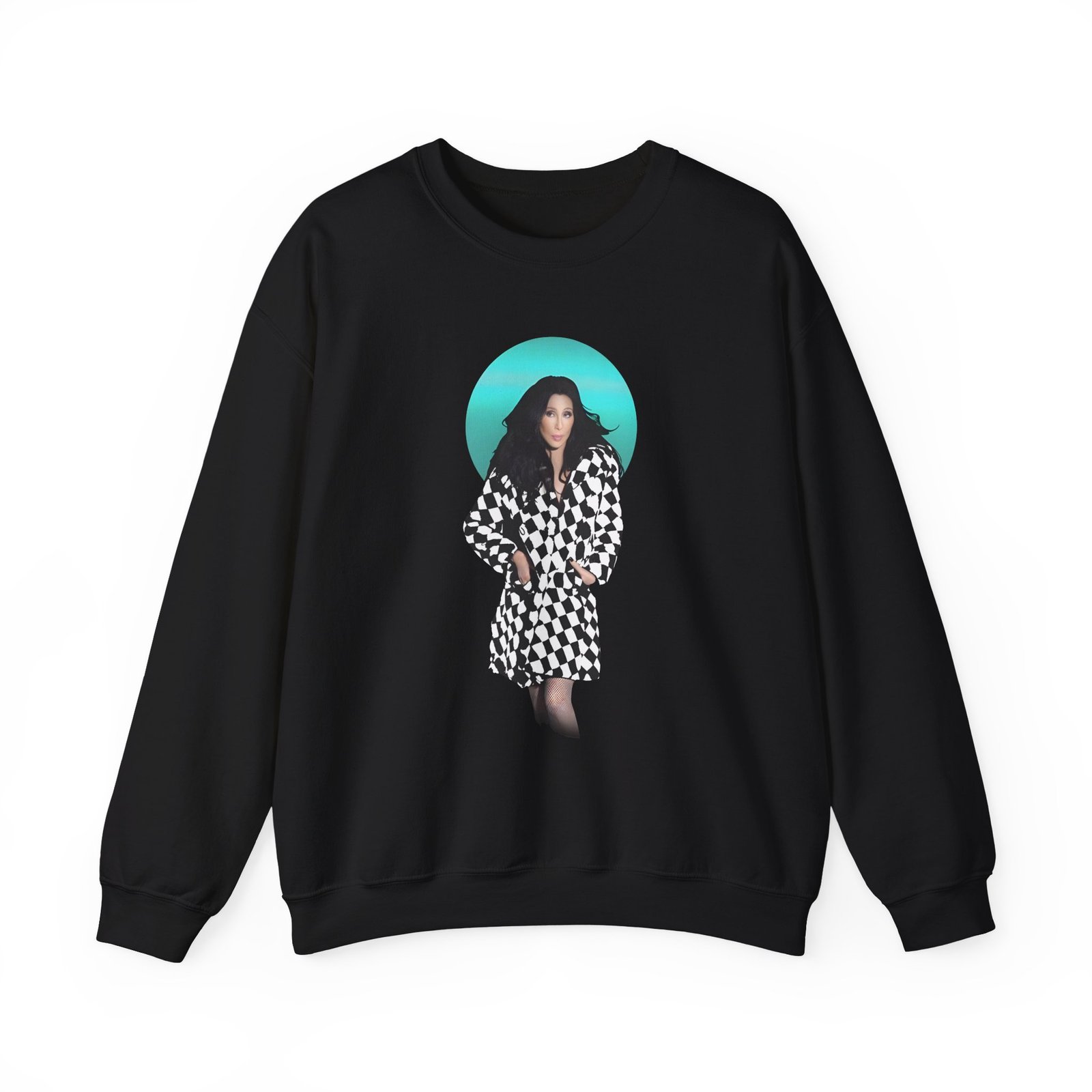 Cher Checkered Trench Coat Photo Unisex Heavy Blend™ Crewneck Sweatshirt