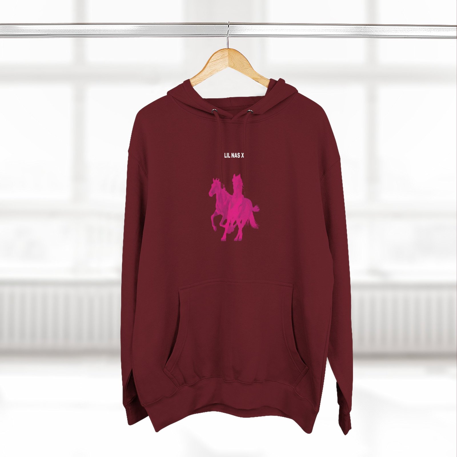 Lil Nas X Pink Horses Three-Panel Fleece Hoodie