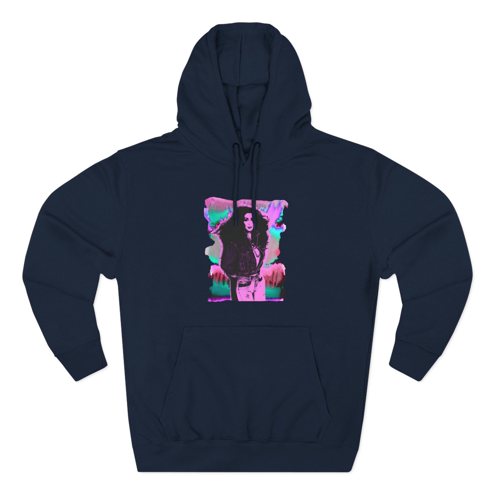 Cher Psychedelic Distressed Three-Panel Fleece Hoodie