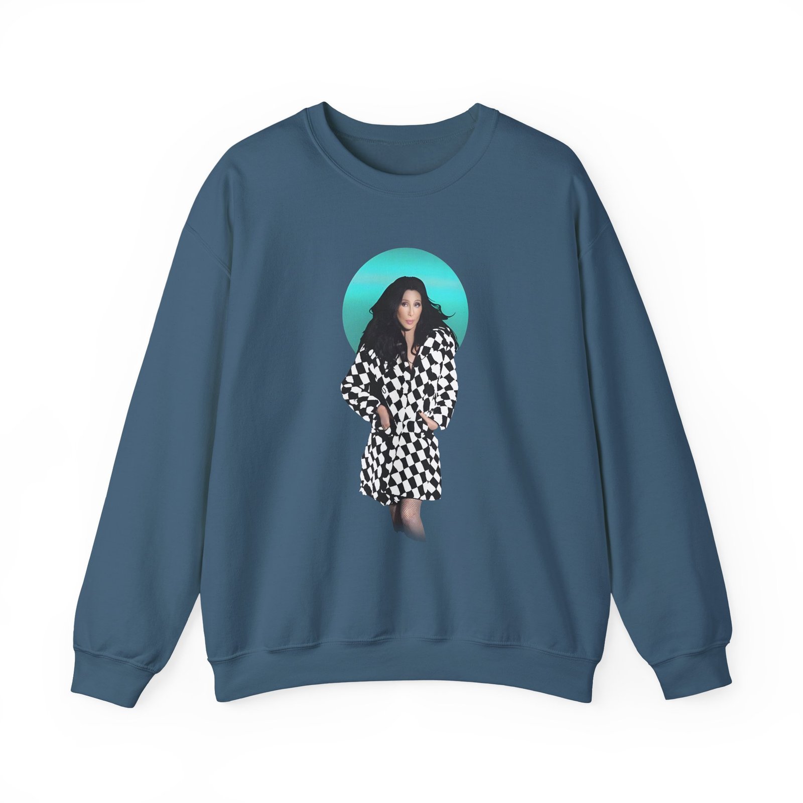 Cher Checkered Trench Coat Photo Unisex Heavy Blend™ Crewneck Sweatshirt