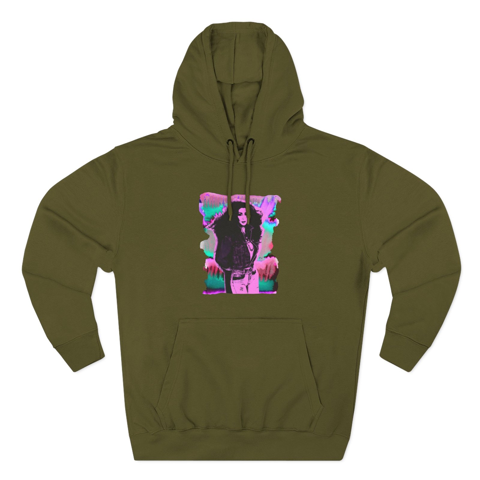 Cher Psychedelic Distressed Three-Panel Fleece Hoodie