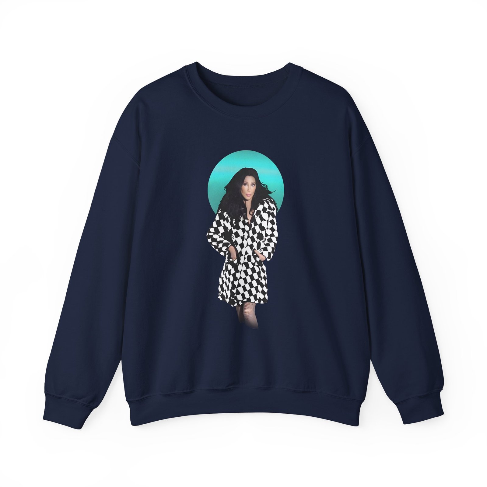 Cher Checkered Trench Coat Photo Unisex Heavy Blend™ Crewneck Sweatshirt