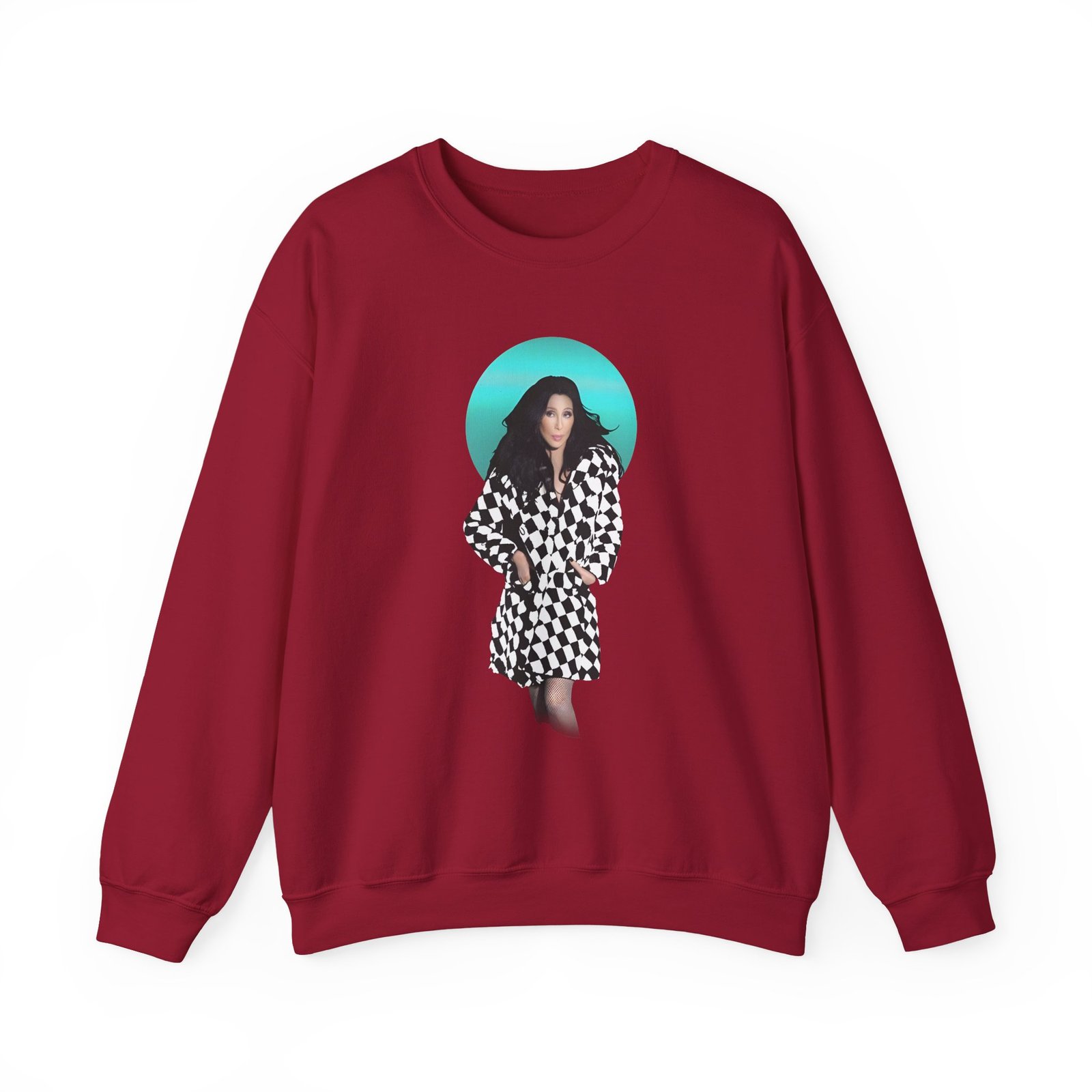 Cher Checkered Trench Coat Photo Unisex Heavy Blend™ Crewneck Sweatshirt