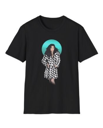 Cher Checkered Trench Coat Photo Unisex Softstyle T-Shirt