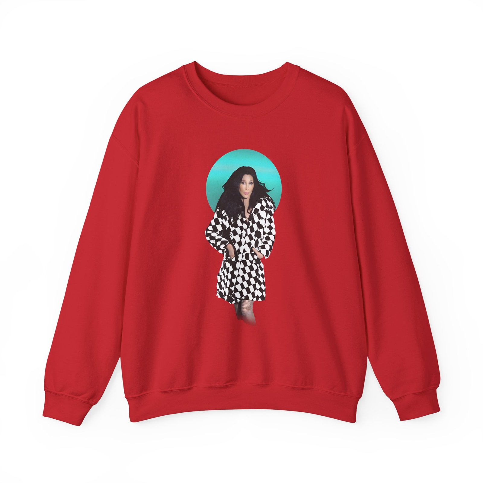 Cher Checkered Trench Coat Photo Unisex Heavy Blend™ Crewneck Sweatshirt