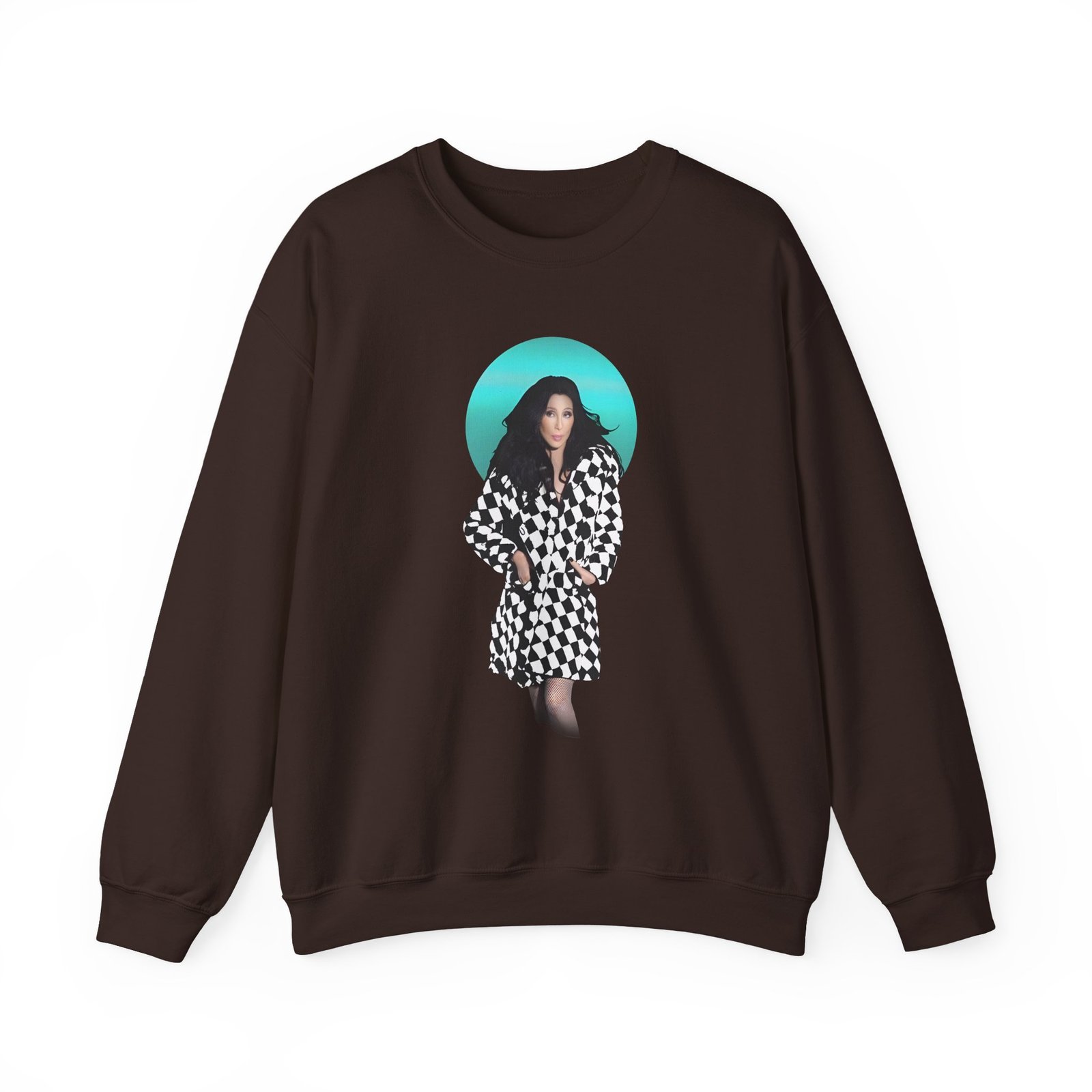 Cher Checkered Trench Coat Photo Unisex Heavy Blend™ Crewneck Sweatshirt